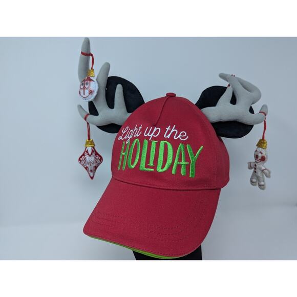 Disney Parks Light Up The Holiday Mickey Mouse Ears Adjustable Hat LIGHTS TESTED - Picture 2 of 9